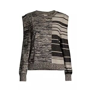 Nick + Zoe Mixed‎ Musings Knit Sweater  Women's XXL Black Gray Striped NEW